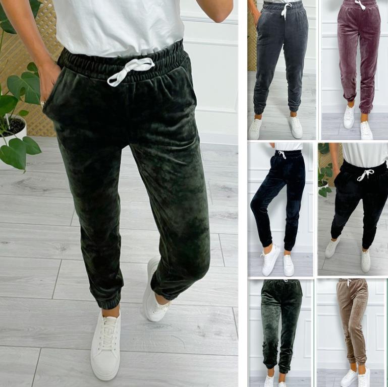 Versatile Women's Jogger Pants With Elastic Waistband And Drawstring, Korean-style Velvet Casual Pants, Sportswear - [[{"value":"{{ Babyvera Babyvera  }}"}]]