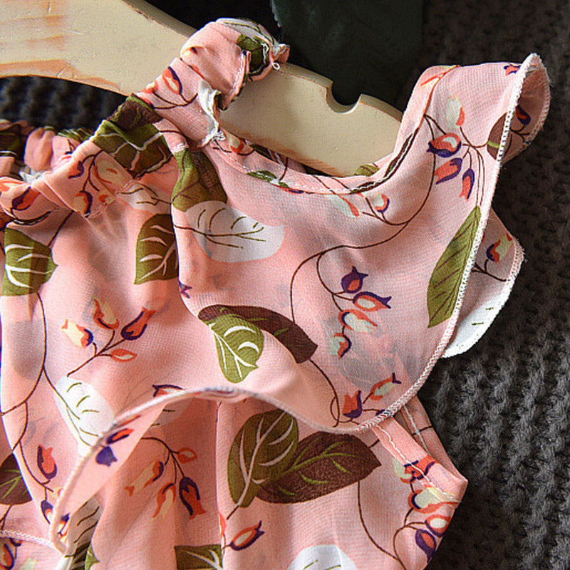 Kids Dress Girls Leaf Chiffon Sleeveless Holiday Bohemian - [[{"value":"{{ Babyvera Babyvera  }}"}]]