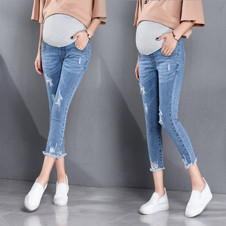 Maternity Jeans Nine-point Pencil Elastic Outer Wear - [[{"value":"{{ Babyvera Babyvera  }}"}]]