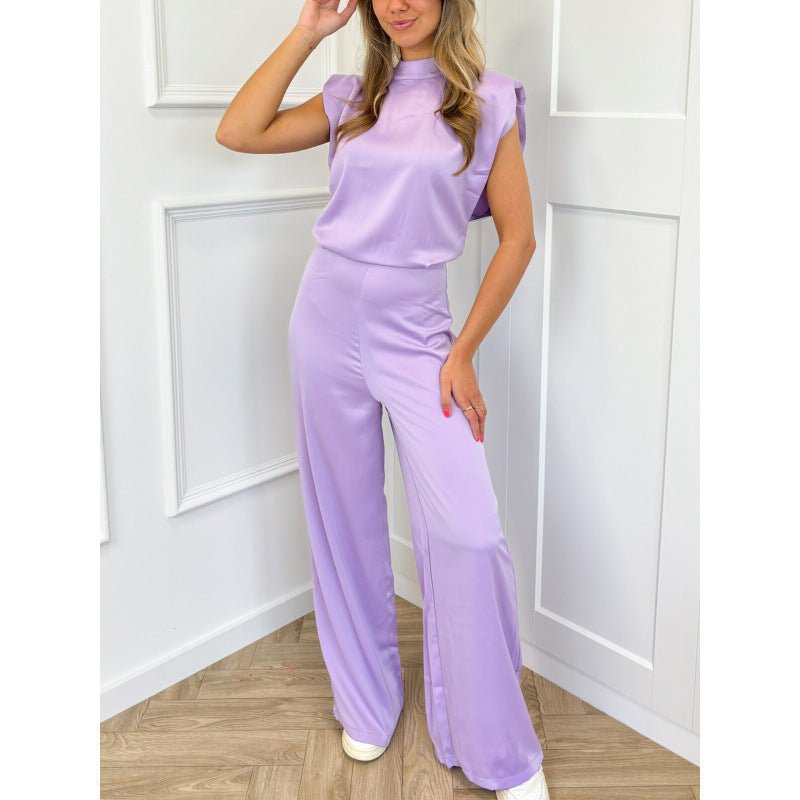Backless Evening Dress Jumpsuit Solid Color Casual Straight Pants - Babyvera