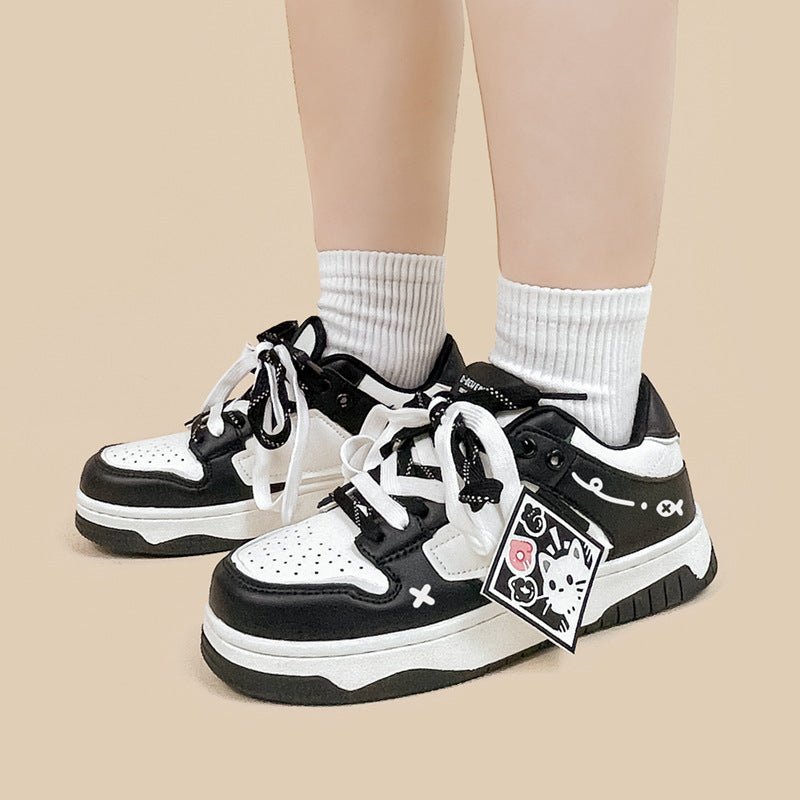 Black And White Board Shoes Women's All - match - Babyvera