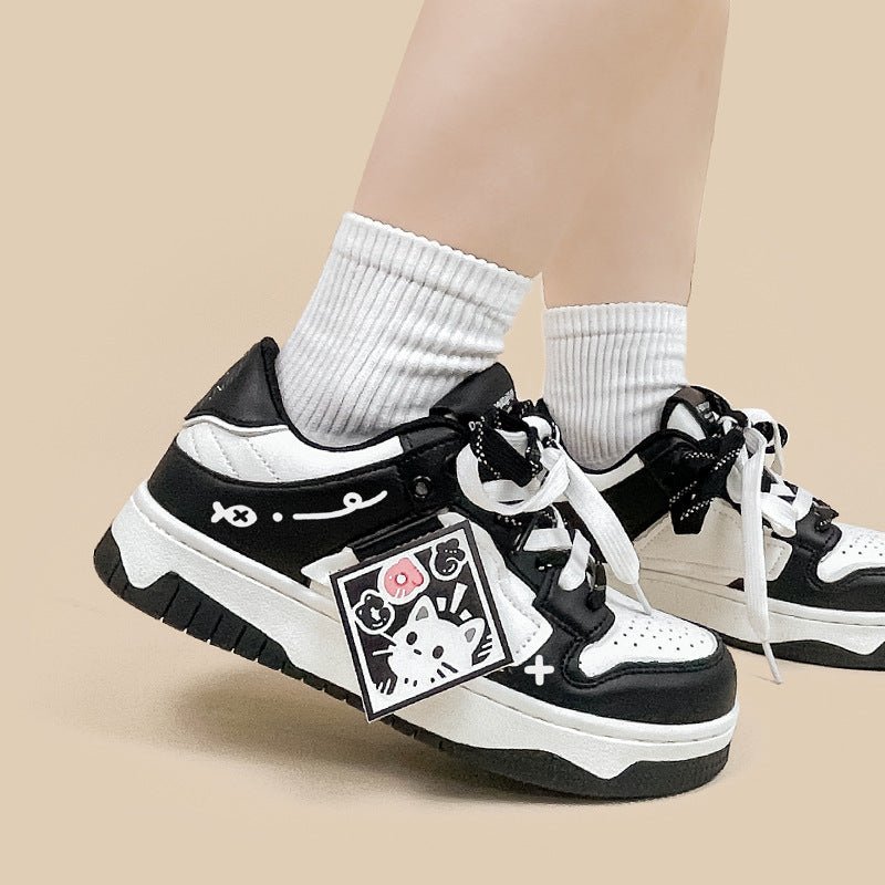 Black And White Board Shoes Women's All - match - Babyvera