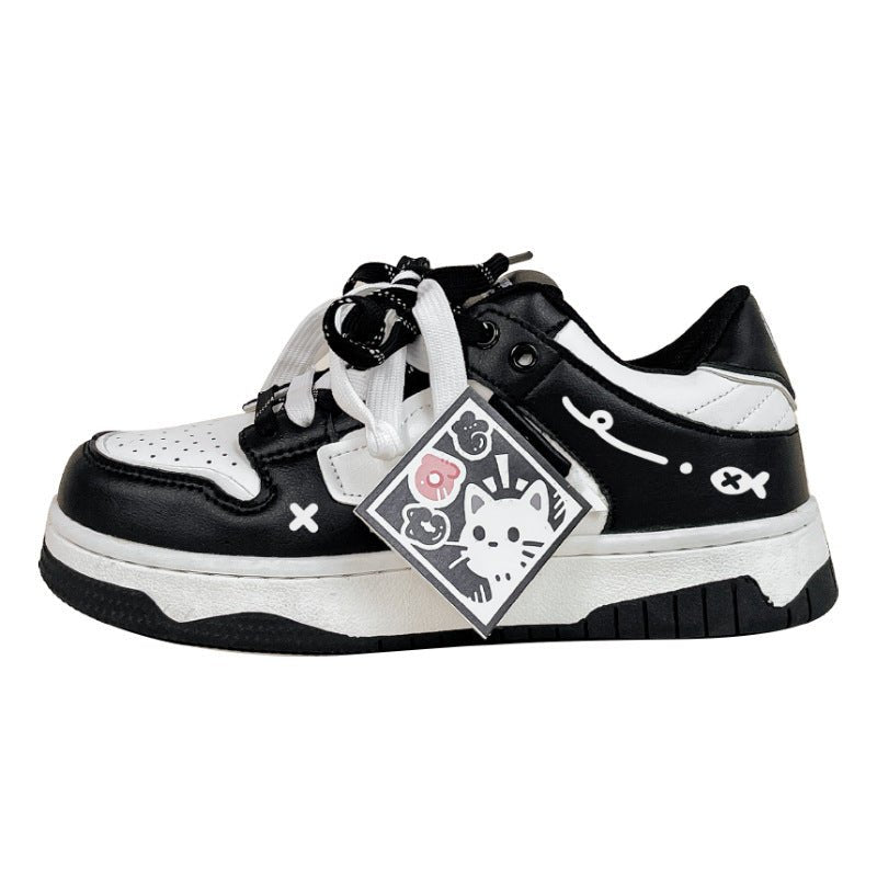 Black And White Board Shoes Women's All - match - Babyvera