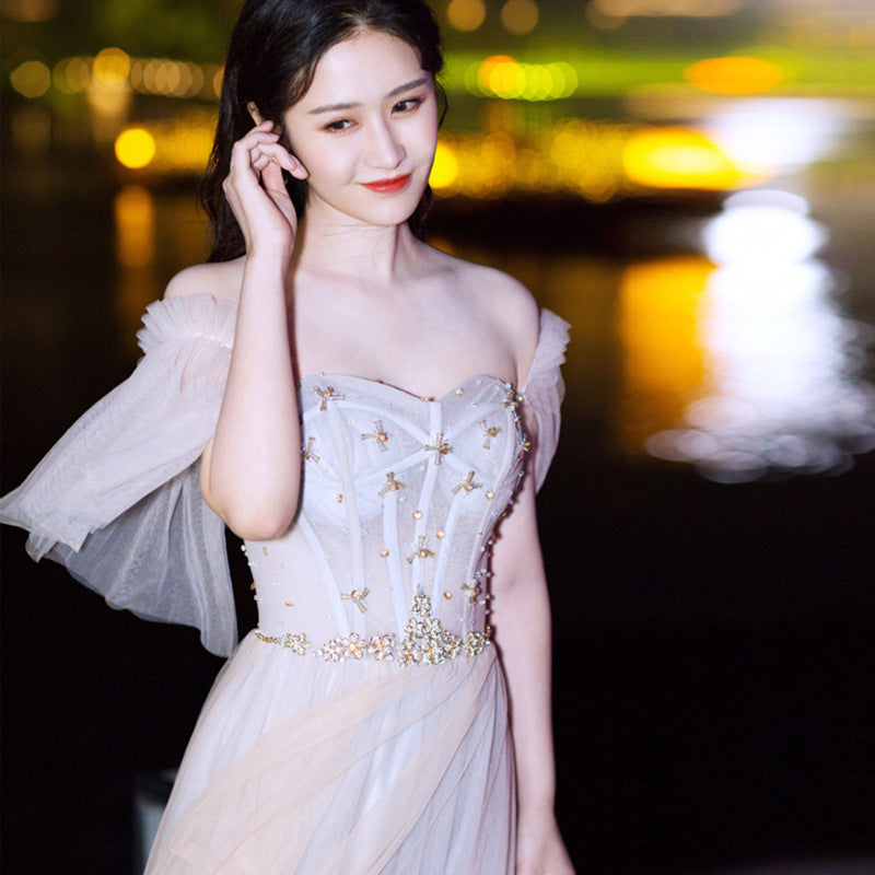 Summer Models A Shoulder Gray Celebrity Birthday Dresses Small Dress Fairy Bridesmaid Dresses - [[{"value":"{{ Babyvera Babyvera  }}"}]]