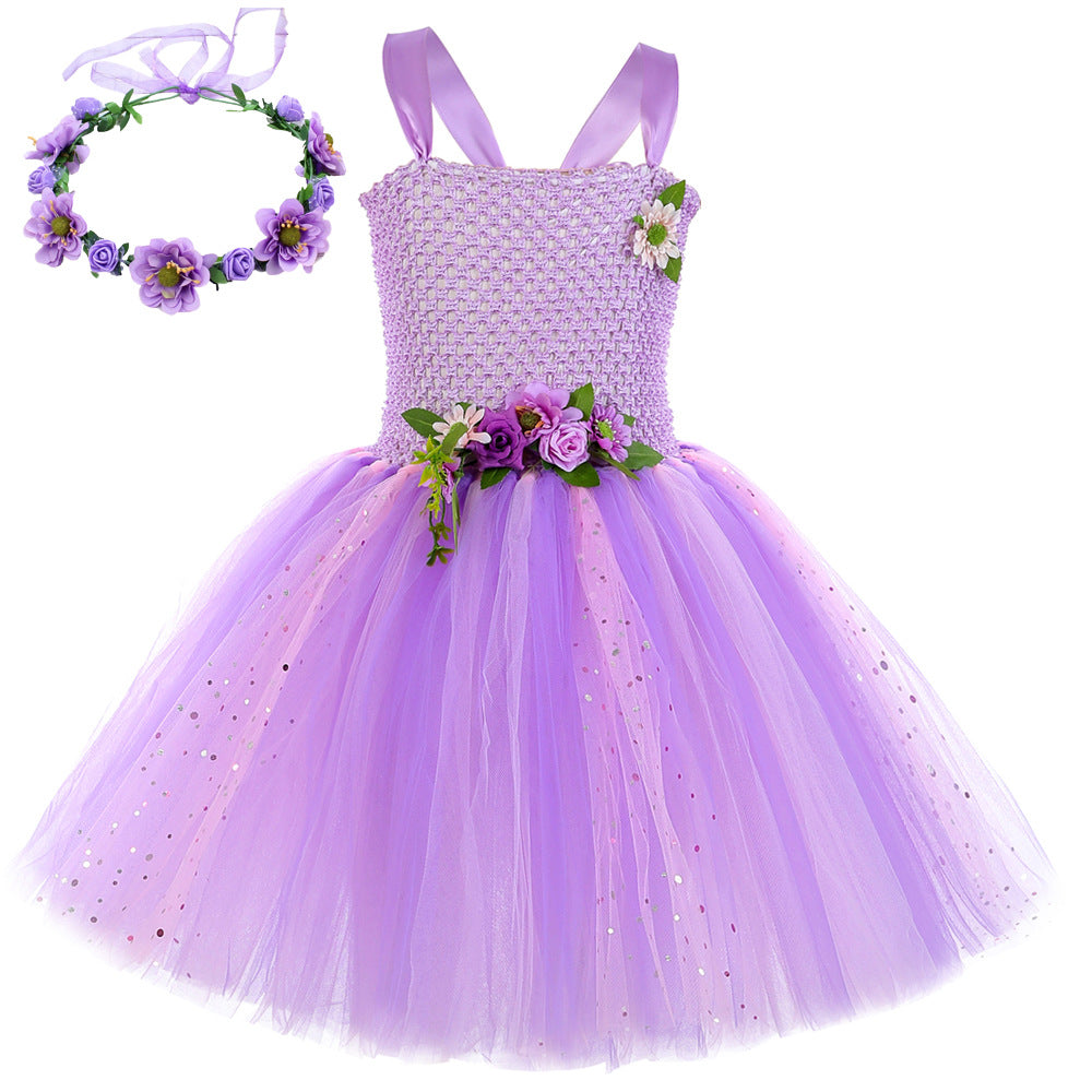 Purple Flower Fairy Elf Girls' Tulle Princess Children's Wings Fairy Role-Play Dress - [[{"value":"{{ Babyvera Babyvera  }}"}]]