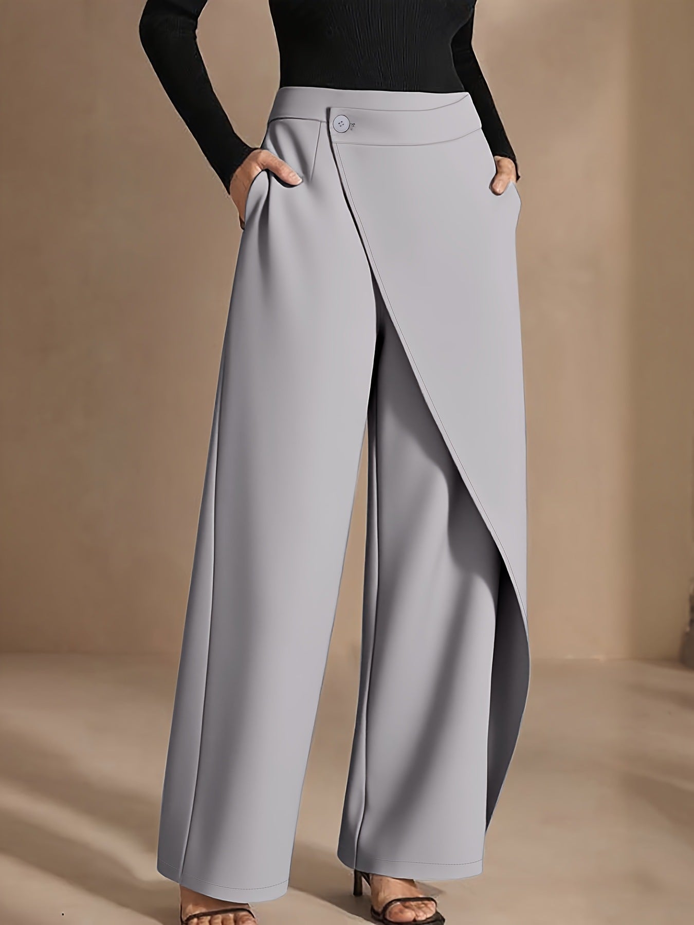 Asymmetrical Draping Suit-style High-waisted Slimming Casual Pants - [[{"value":"{{ Babyvera Babyvera  }}"}]]