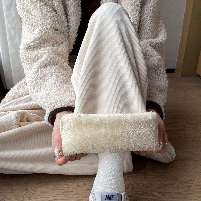 Maternity Pants Winter Wear Straight Narrow Cashmere Wide-leg Pants High Waist Velvet Thickening Warm Corduroy Pants - [[{"value":"{{ Babyvera Babyvera  }}"}]]