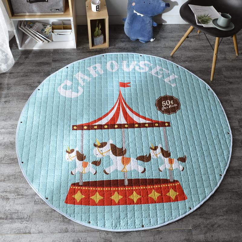 Round Fabric Baby Crawling Children's Play Mat, Toy Storage Blanket, Cotton Crawling Mat - [[{"value":"{{ Babyvera Babyvera  }}"}]]