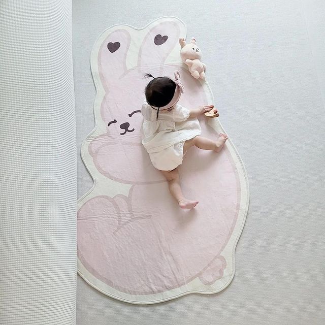 Plush Play Floor Mat Rabbit Printing Carpet Baby Crawling Mat Carpet - [[{"value":"{{ Babyvera Babyvera  }}"}]]