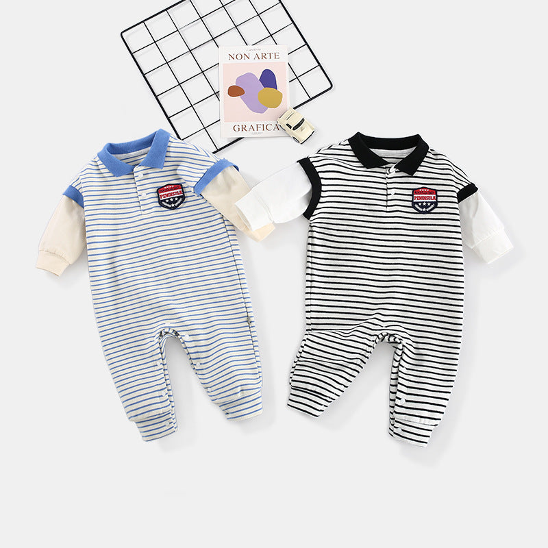 Baby Onesies Striped Male Baby Newborn Clothes Baby Autumn Clothes - [[{"value":"{{ Babyvera Babyvera  }}"}]]