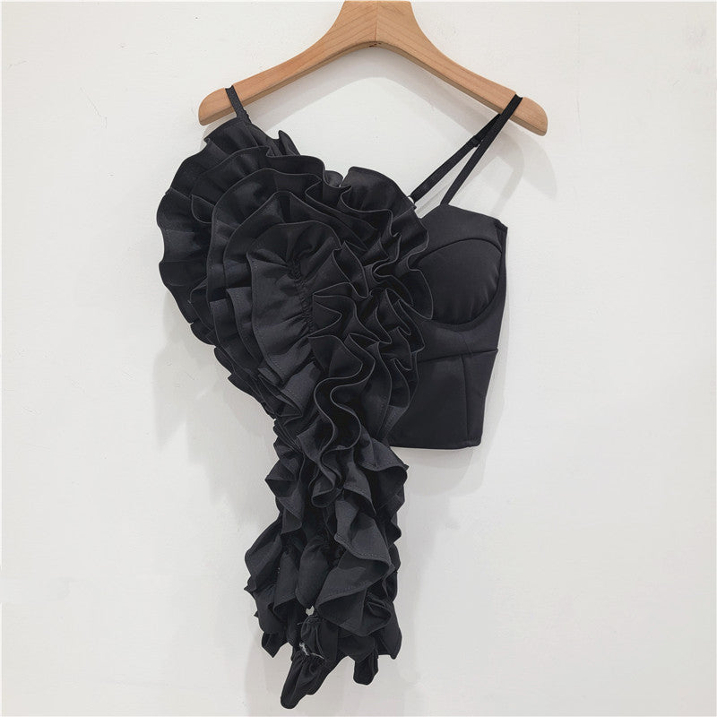 Wooden Ear Pinch Pleated Handmade Flower Hot Girl Style Street Bandeau Sling - [[{"value":"{{ Babyvera Babyvera  }}"}]]