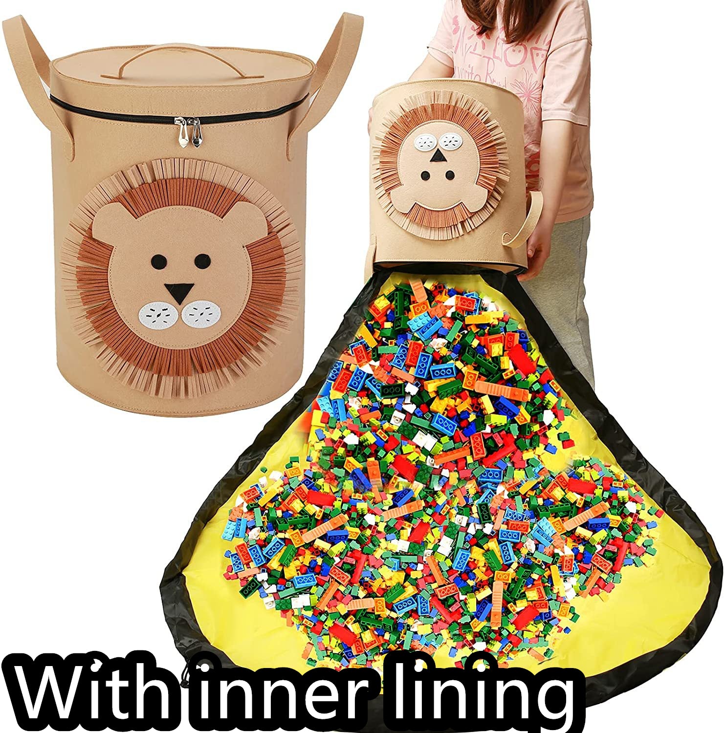 Felt Storage Bag Toy Play Mat 2 In 1 Pull Rope - [[{"value":"{{ Babyvera Babyvera  }}"}]]