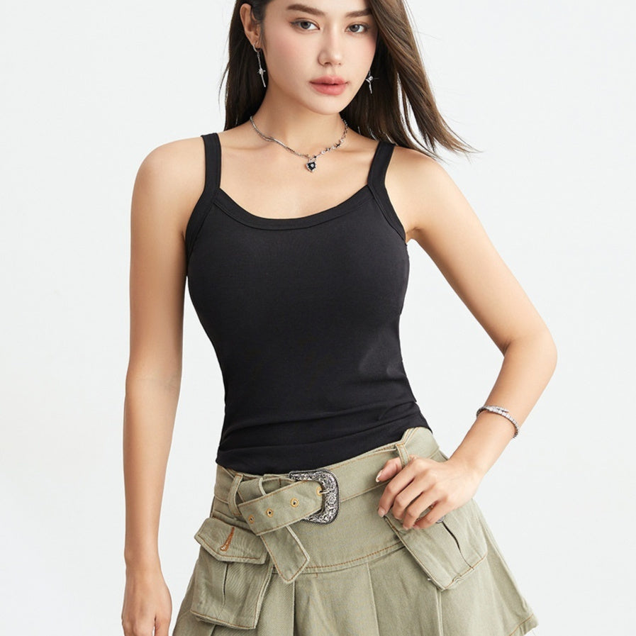 Short Camisole Belly Button Hiding Chest Pad Integrated Slim-fit Anti-exposure - [[{"value":"{{ Babyvera Babyvera  }}"}]]