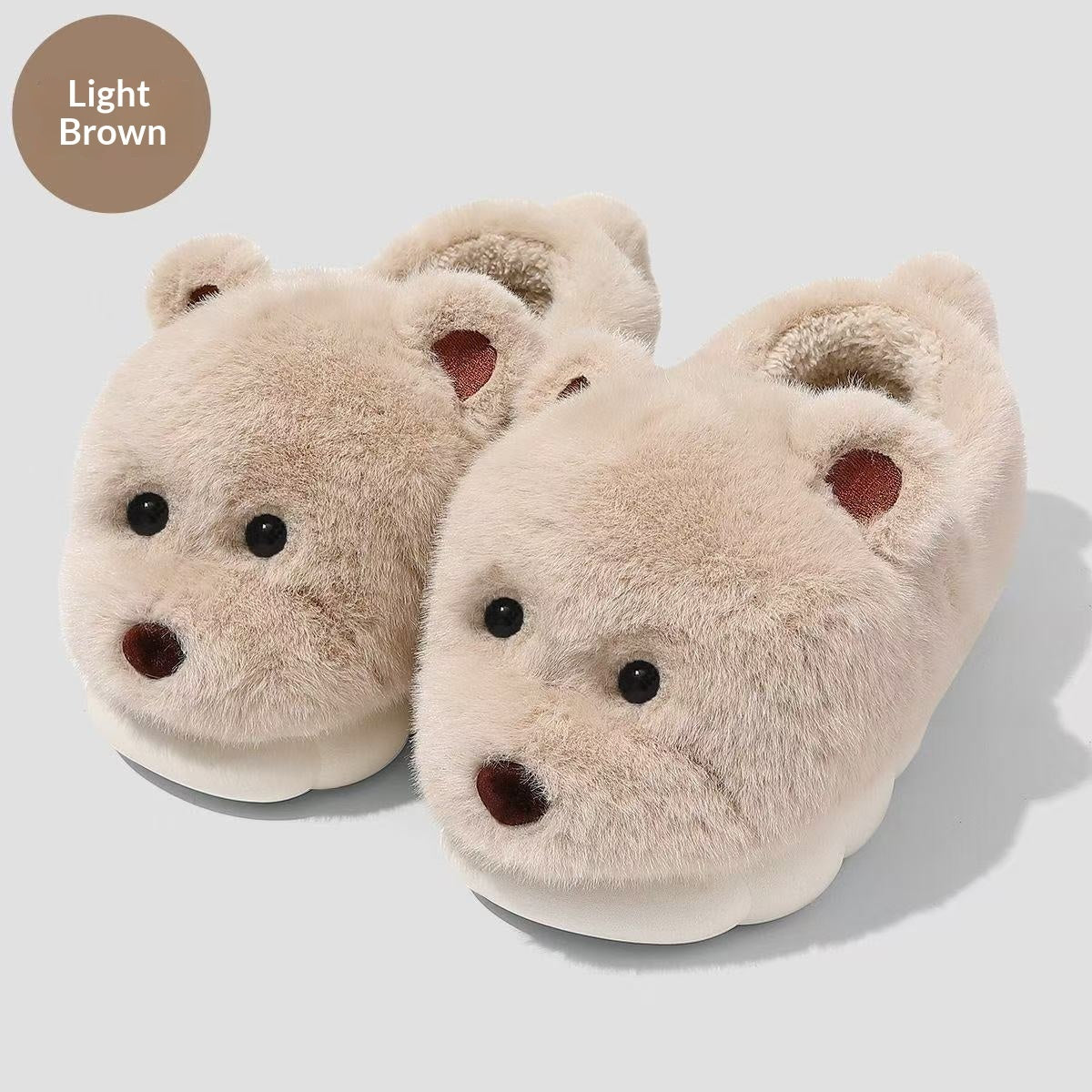 Cartoon Plush Warm Non - slip Thick - soled Cotton Slippers - Babyvera