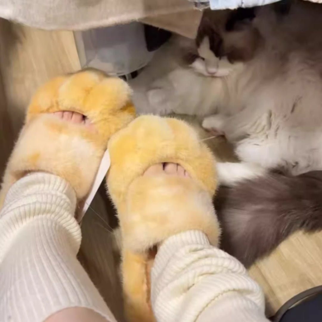 Cat Paw Fleece - lined Slippers Indoor Home Furnishings - Babyvera