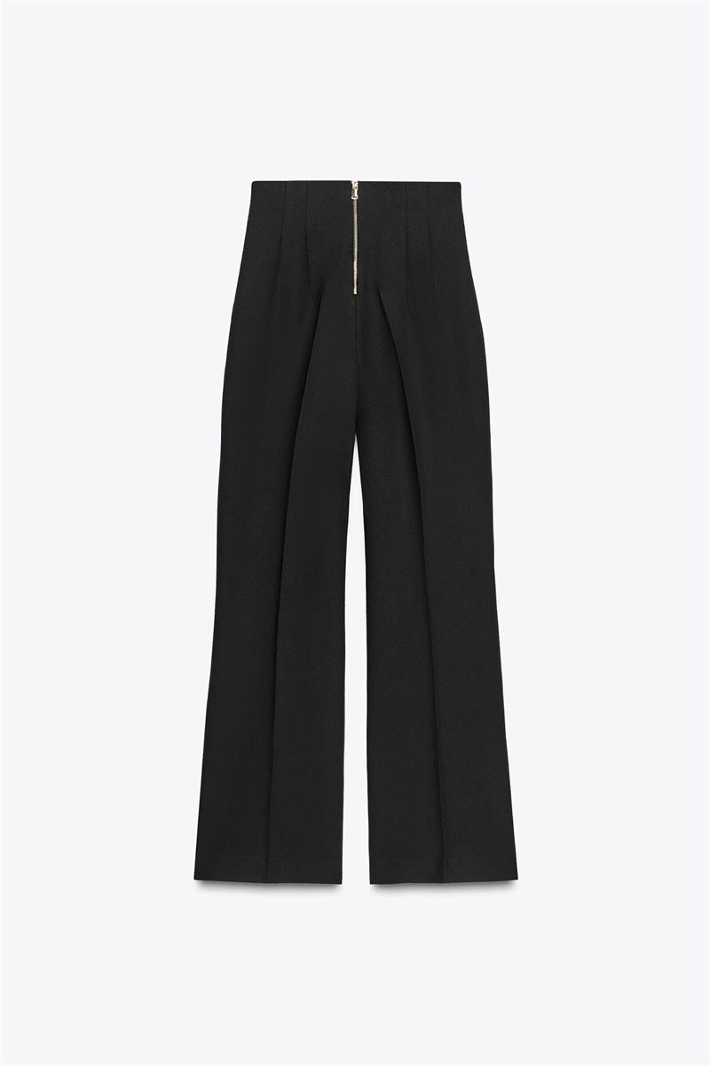 Retro Fashion Versatile Slimming High-waisted Pants With Zip Decoration - [[{"value":"{{ Babyvera Babyvera  }}"}]]