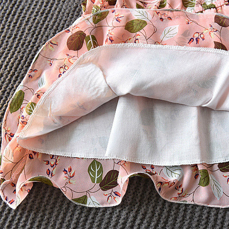 Kids Dress Girls Leaf Chiffon Sleeveless Holiday Bohemian - [[{"value":"{{ Babyvera Babyvera  }}"}]]