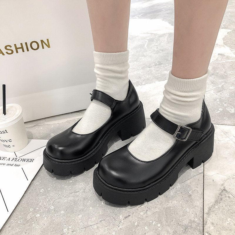 Chunky - heeled Thick - soled JK Uniform Pumps High Heels - Babyvera