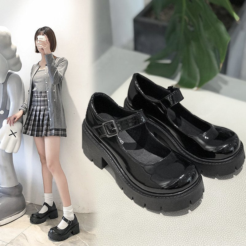 Chunky - heeled Thick - soled JK Uniform Pumps High Heels - Babyvera