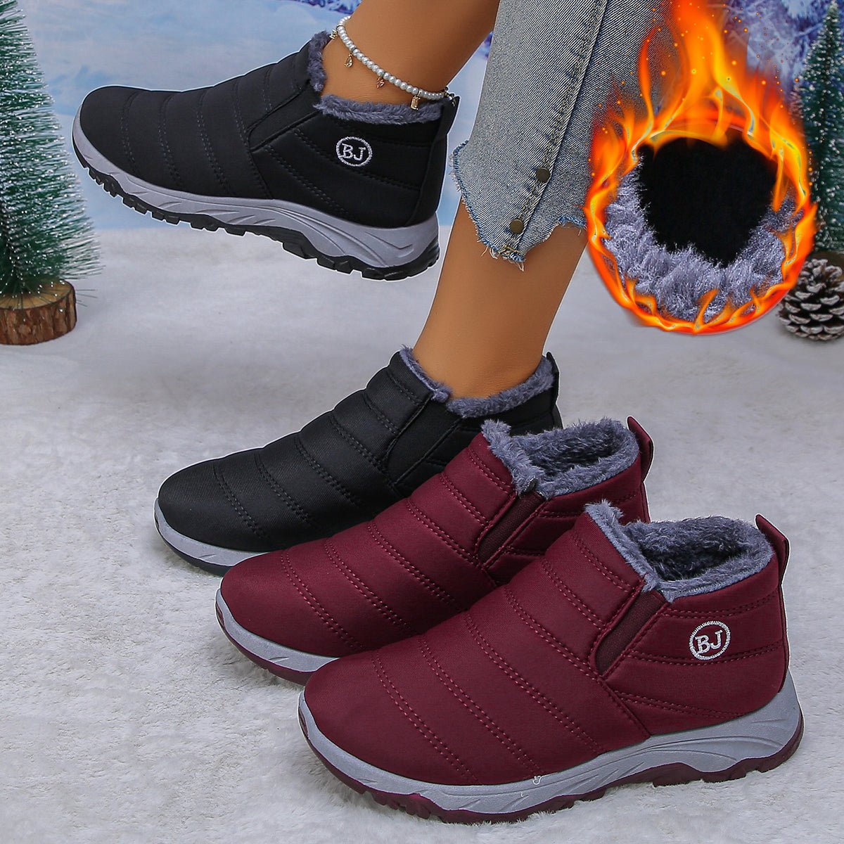 CIORWomensSnowBootsupperismadeofwaterproofPUorwarmsuedetheinsideisfullylinedwithhighqualityfauxfurwhichiswarmandcomfortablethesolidmoldedrubbersoleisdurableandhasantislipdesignwithdeeptreadwhichissuit - Babyvera