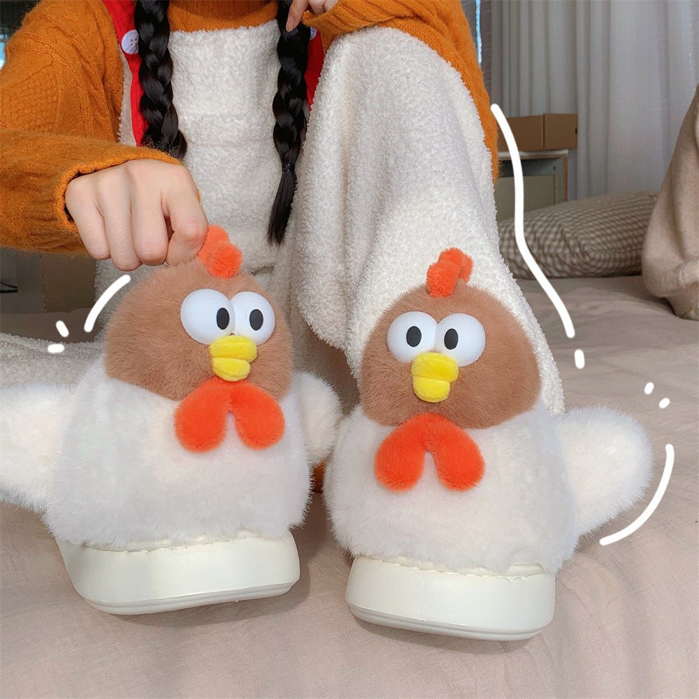 Cute Warm Furry Cotton Funny Cartoon Chick Cotton Slippers - Babyvera
