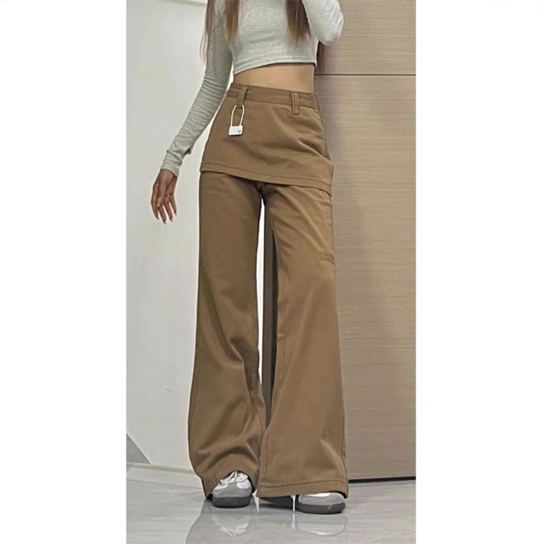 New Relaxed-style Casual Faux Two-piece Straight-leg Horseshoe Pants - [[{"value":"{{ Babyvera Babyvera  }}"}]]