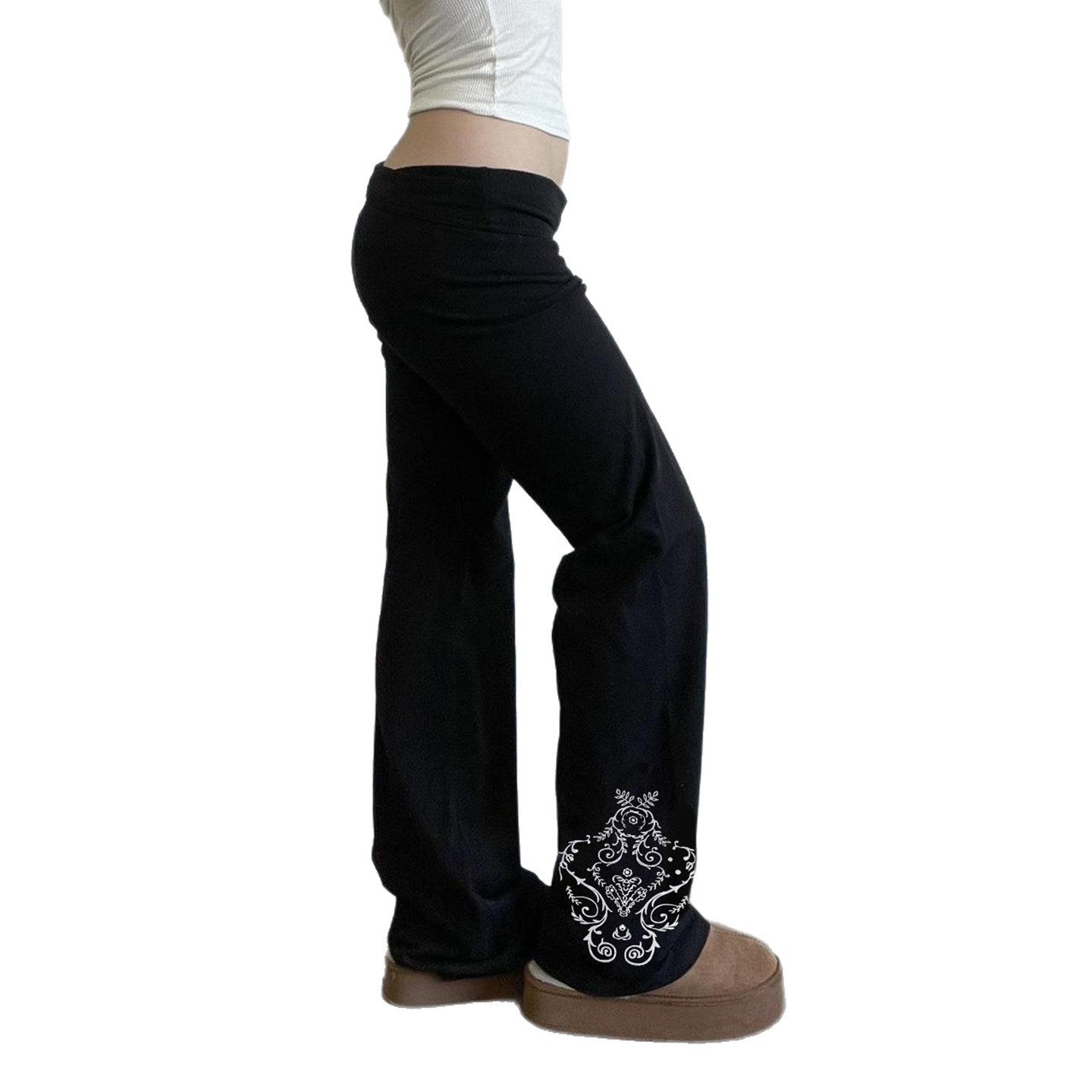 Vintage-style Personalized Printed Black Knit Pants - [[{"value":"{{ Babyvera Babyvera  }}"}]]