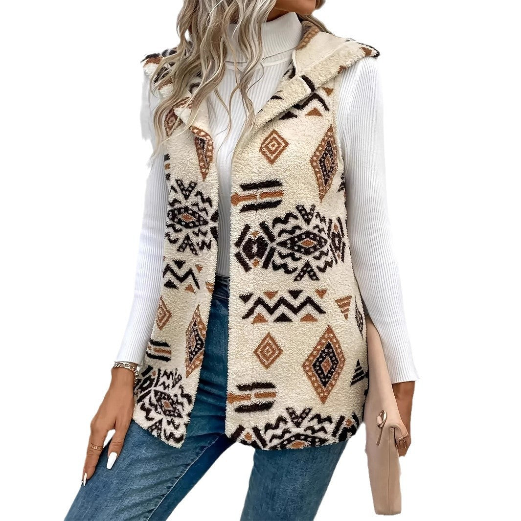 Women's Double-sided Printed Hooded Vest - [[{"value":"{{ Babyvera Babyvera  }}"}]]