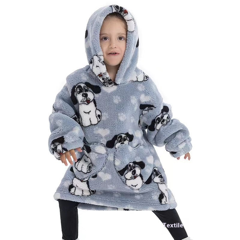Boys And Girls Comfortable Cotton Velvet Cold-proof Clothes Lazy Blanket Hooded Plus-sized Thickened Blanket Lazy Clothes Children's Sleepwear - [[{"value":"{{ Babyvera Babyvera  }}"}]]