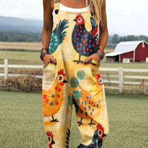 Women's Summer Digital Printing Button Casual Suspender Trousers - [[{"value":"{{ Babyvera Babyvera  }}"}]]