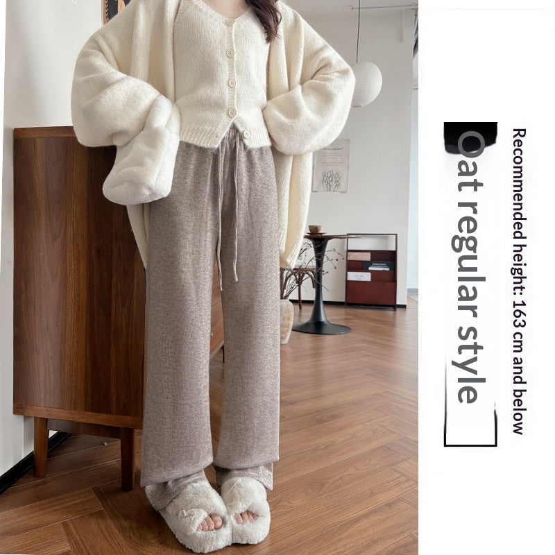 New Relaxed-fit Figure-flattering Straight-leg Casual Lounge-style High-waist Slim Wide-leg Pants - [[{"value":"{{ Babyvera Babyvera  }}"}]]