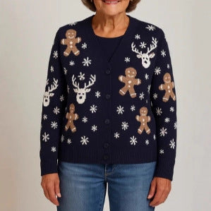 Womens Printed Drop-Shoulder Cardigan Sweater - [[{"value":"{{ Babyvera Babyvera  }}"}]]