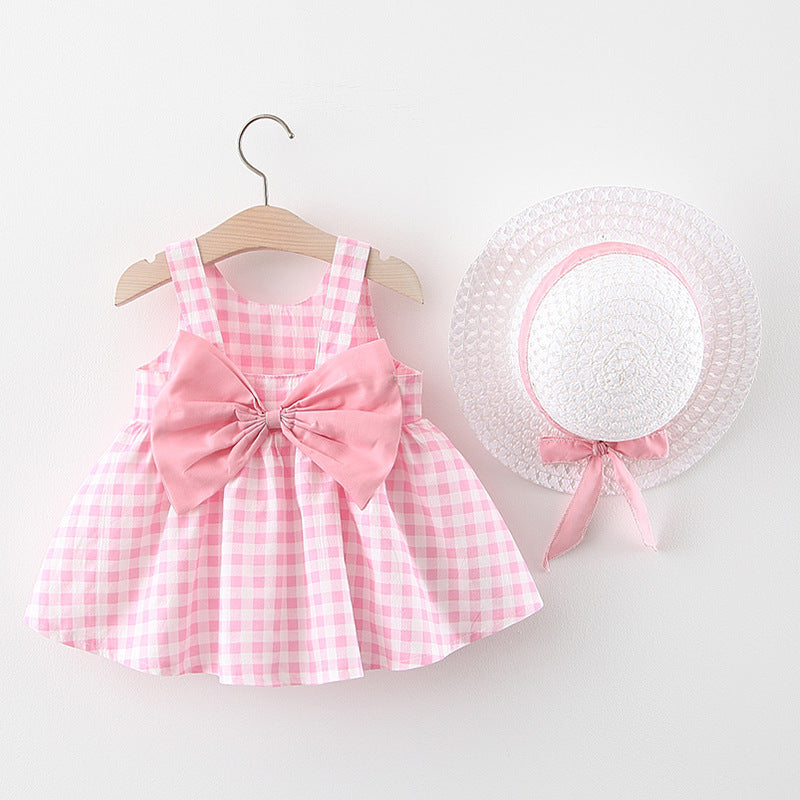 Baby Girl Plaid Skirt Fashion Girl Skirt Free Straw Hat - [[{"value":"{{ Babyvera Babyvera  }}"}]]