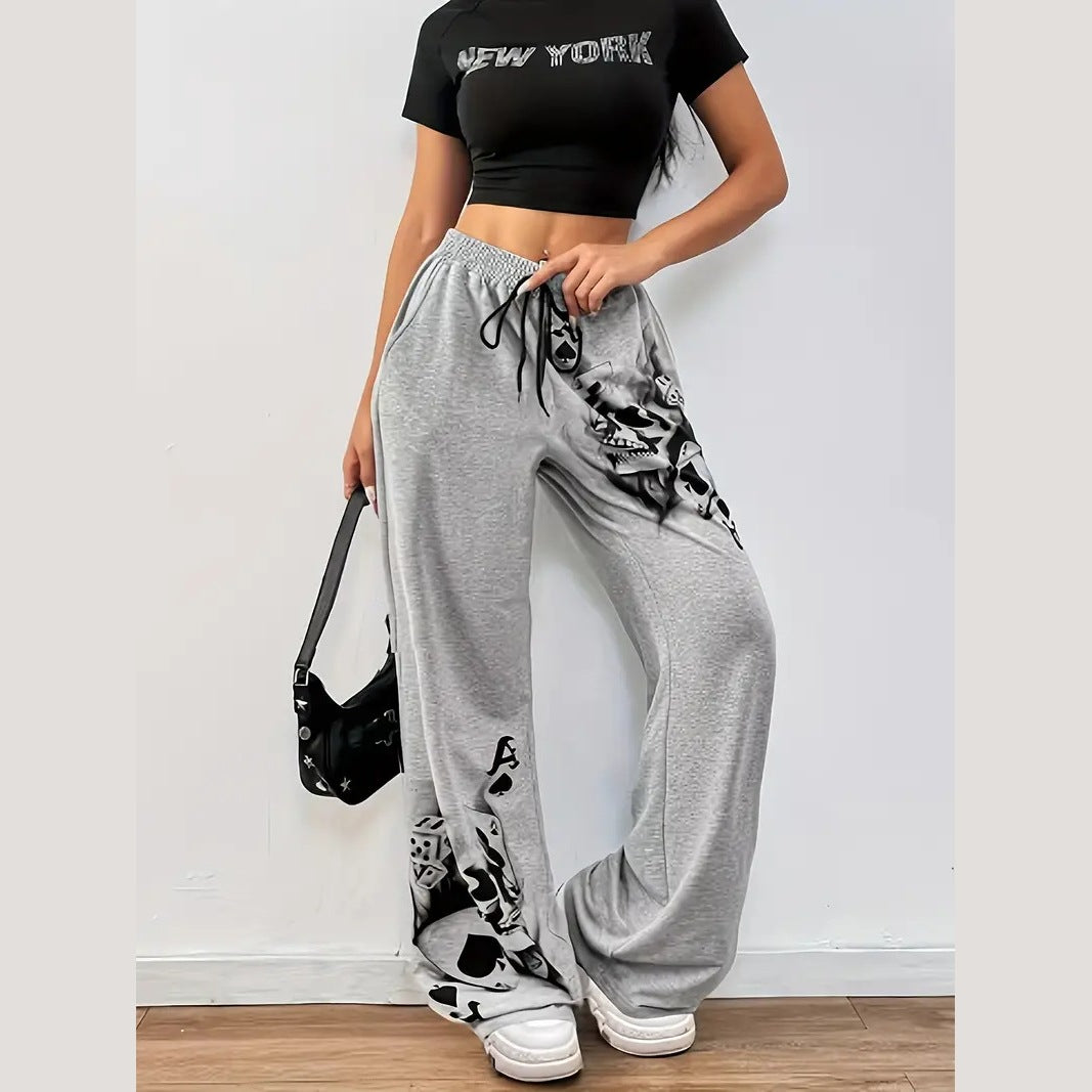 Womens Casual Wide-leg Pants With A Charcoal-colored Tire-track Pattern - [[{"value":"{{ Babyvera Babyvera  }}"}]]