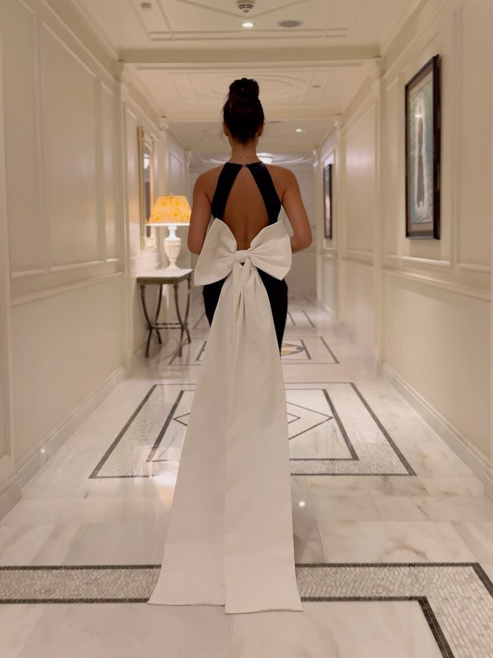 Sleeveless Contrast Bow Maxi Dress - [[{"value":"{{ Babyvera Babyvera  }}"}]]