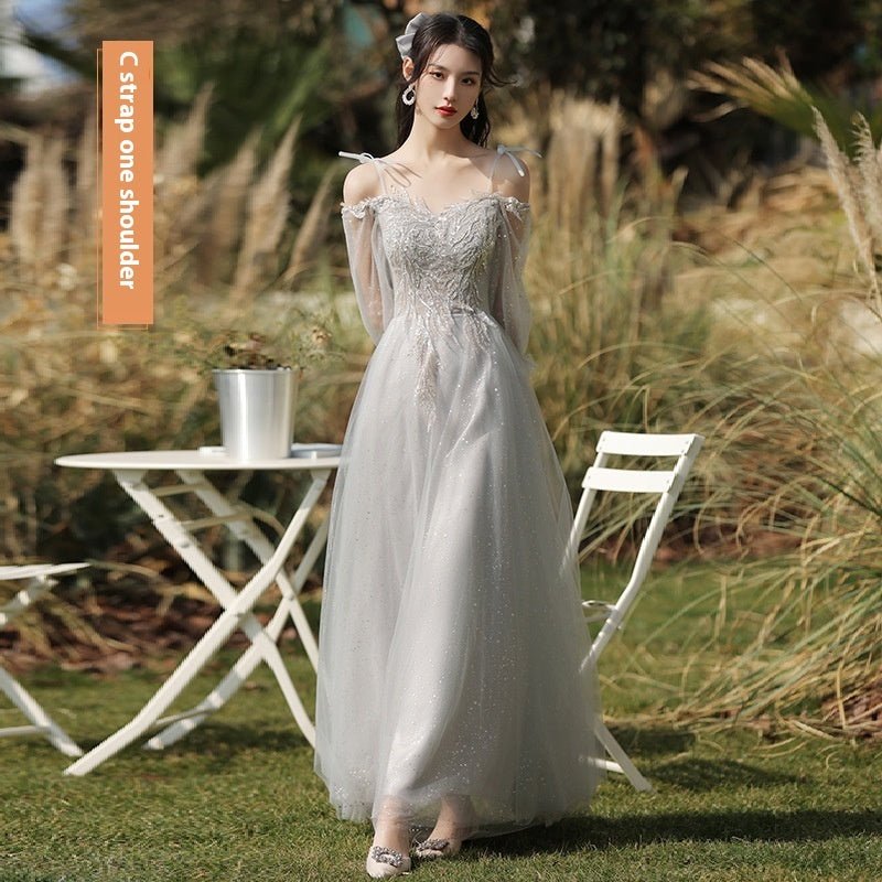 Dress Sisters Dress Female Gray Slim Fit Girlfriend Clothes - Babyvera
