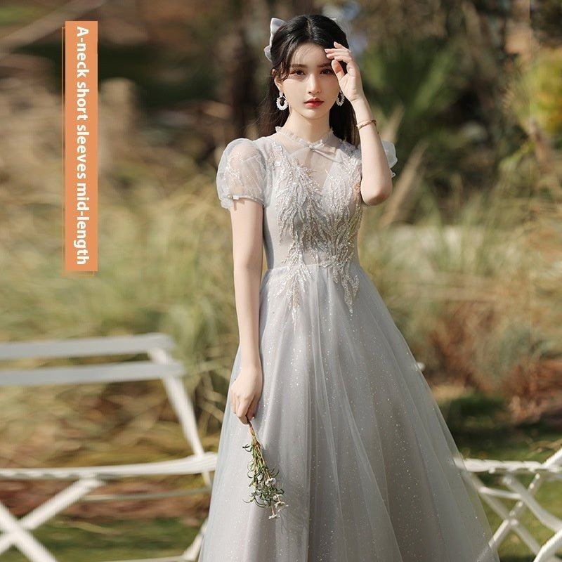Dress Sisters Dress Female Gray Slim Fit Girlfriend Clothes - Babyvera
