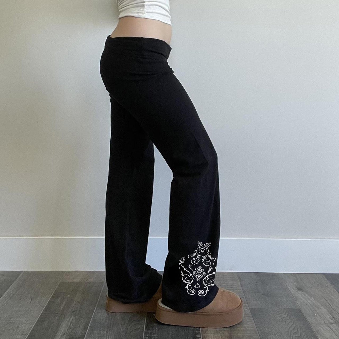 Vintage-style Personalized Printed Black Knit Pants - [[{"value":"{{ Babyvera Babyvera  }}"}]]