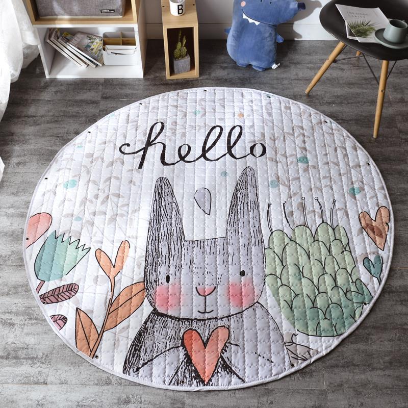 Round Fabric Baby Crawling Children's Play Mat, Toy Storage Blanket, Cotton Crawling Mat - [[{"value":"{{ Babyvera Babyvera  }}"}]]