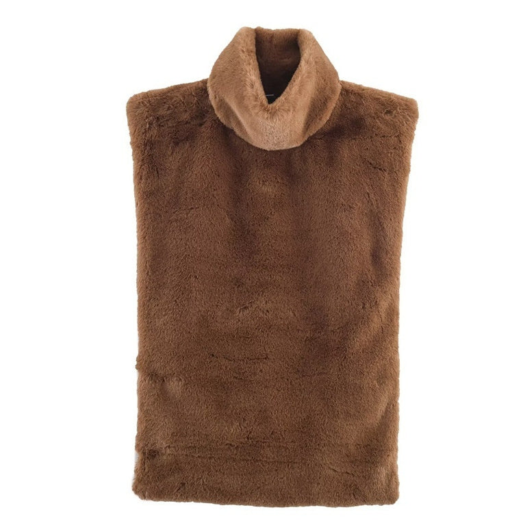 Casual Versatile Solid Color Half-turtle Neck Furry Sleeveless Top Women - [[{"value":"{{ Babyvera Babyvera  }}"}]]