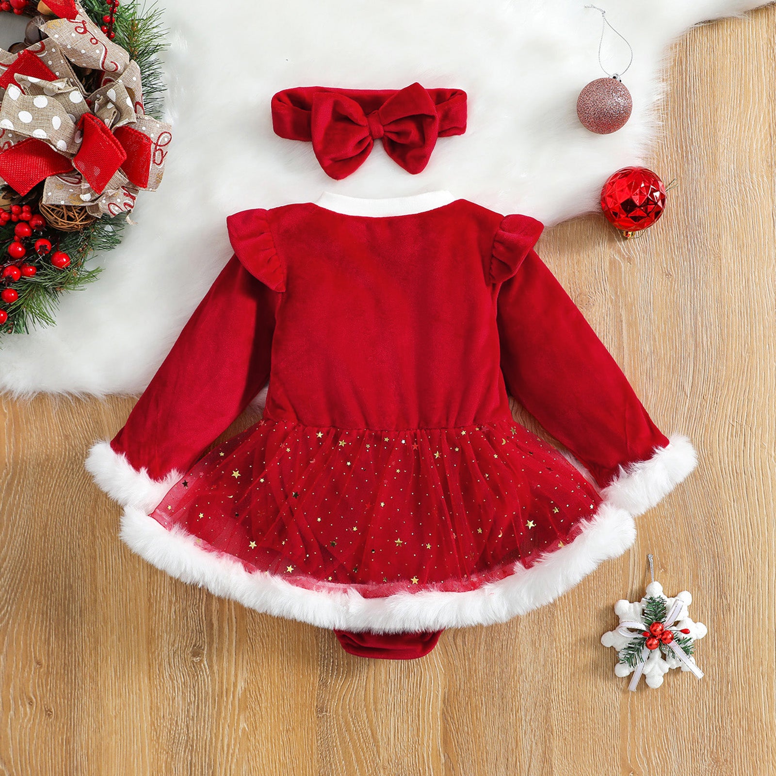 Christmas Baby Red Romper Newborn Toddler Infa - [[{"value":"{{ Babyvera Babyvera  }}"}]]