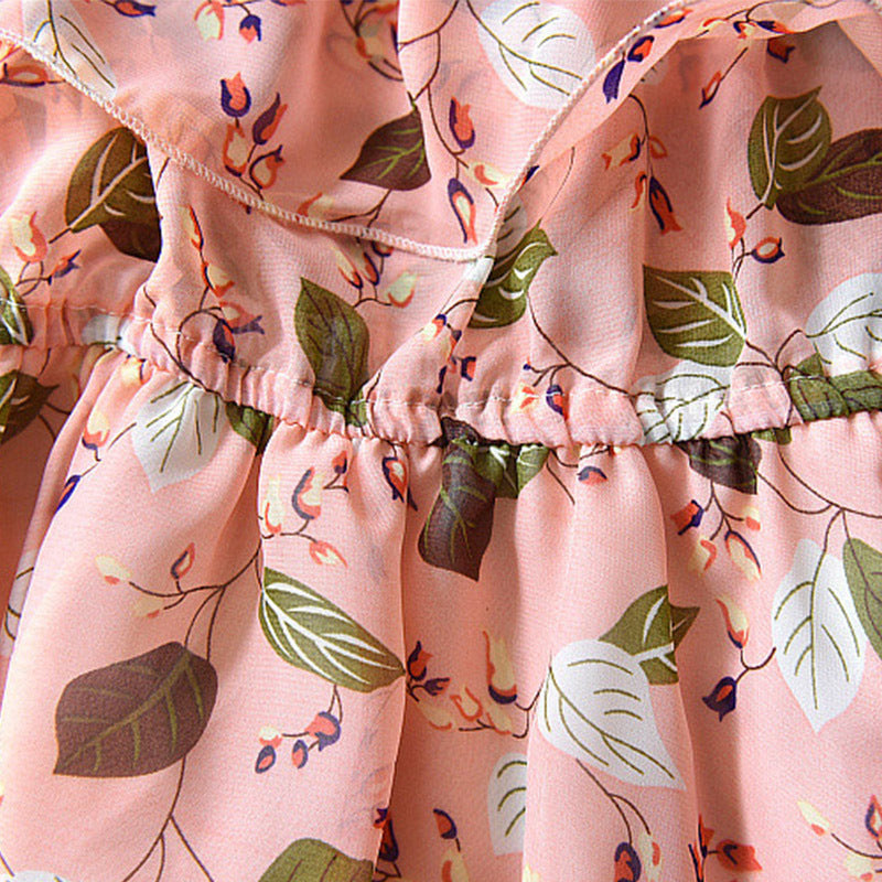 Kids Dress Girls Leaf Chiffon Sleeveless Holiday Bohemian - [[{"value":"{{ Babyvera Babyvera  }}"}]]