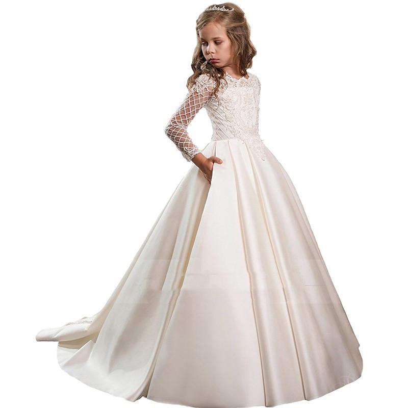 Little Girl Long Sleeve Dresses Champagne - [[{"value":"{{ Babyvera Babyvera  }}"}]]