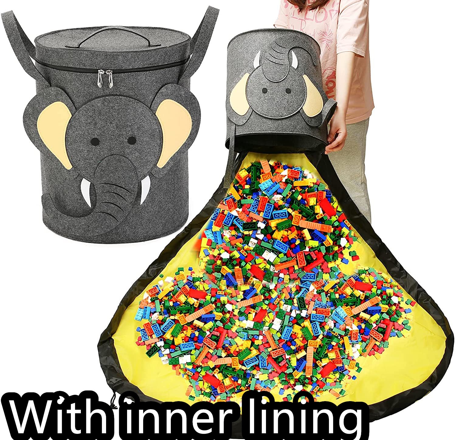 Felt Storage Bag Toy Play Mat 2 In 1 Pull Rope - [[{"value":"{{ Babyvera Babyvera  }}"}]]