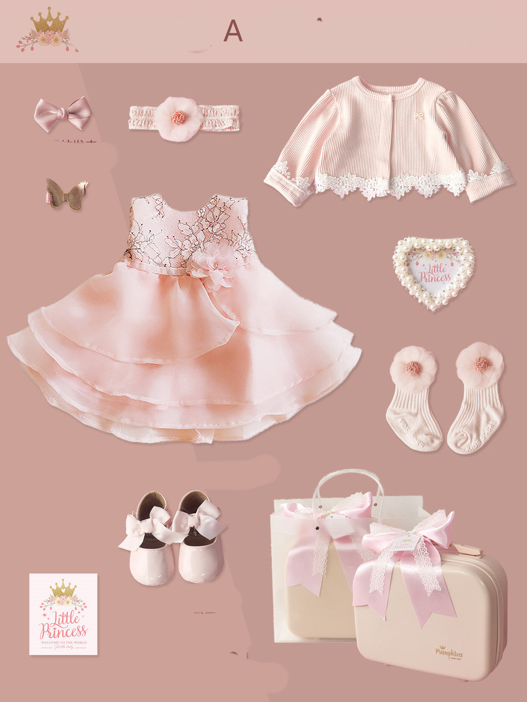Baby High-end Gift Box Little Princess Dress Lace Dress Suit - [[{"value":"{{ Babyvera Babyvera  }}"}]]