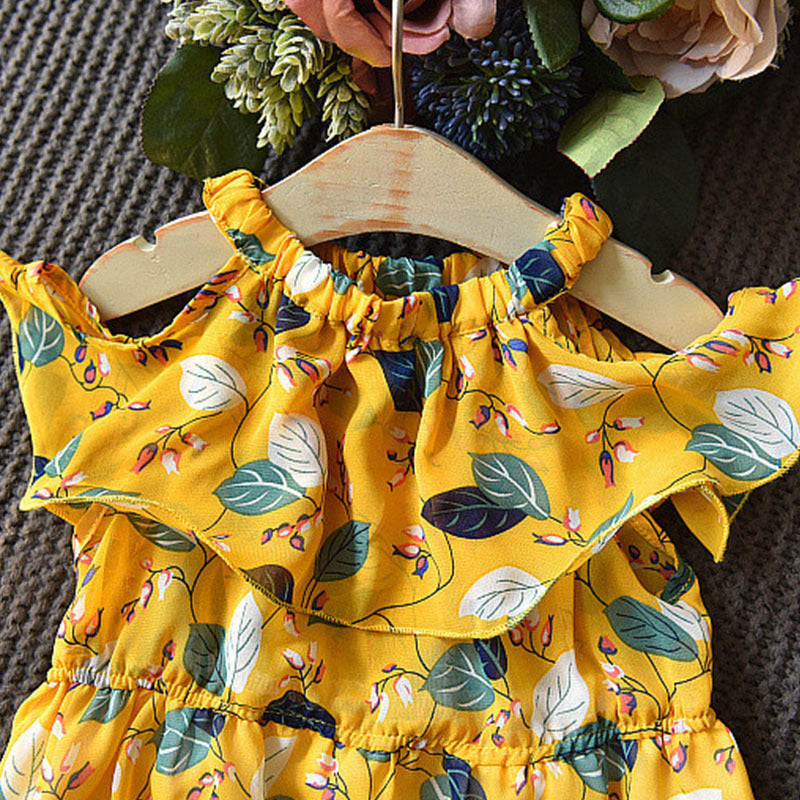 Kids Dress Girls Leaf Chiffon Sleeveless Holiday Bohemian - [[{"value":"{{ Babyvera Babyvera  }}"}]]