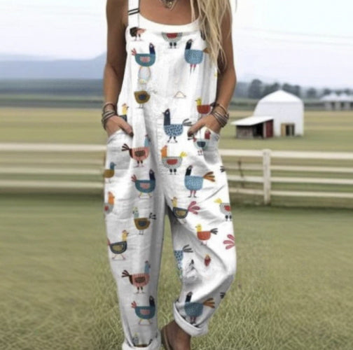 Women's Summer Digital Printing Button Casual Suspender Trousers - [[{"value":"{{ Babyvera Babyvera  }}"}]]