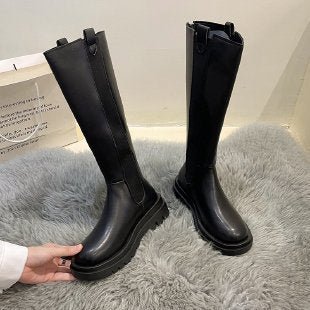 Flat - soled Elastic Band Black Over - the - knee Boots - Babyvera