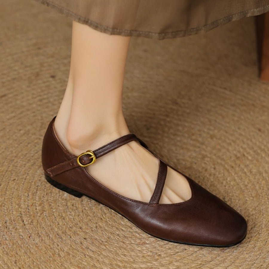 Flat Versatile Non - slip Vintage Mary Jane For Women's Single - layer Shoes - Babyvera