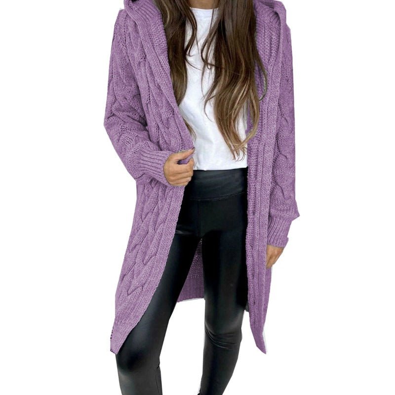 Hooded Knit Cardigan Coat Overcoat Women - Babyvera